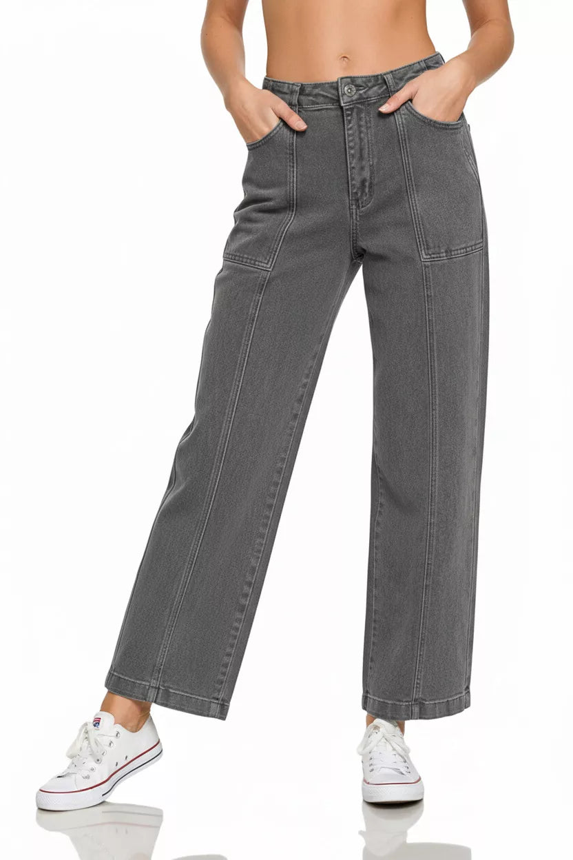 Straight Leg Utility Pocket Jeans