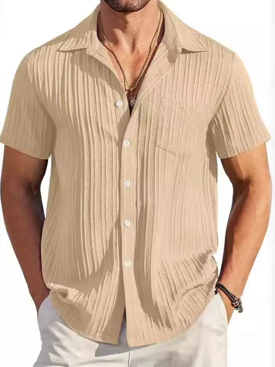 Men's Breezy Button-Up Short Sleeve Shirt