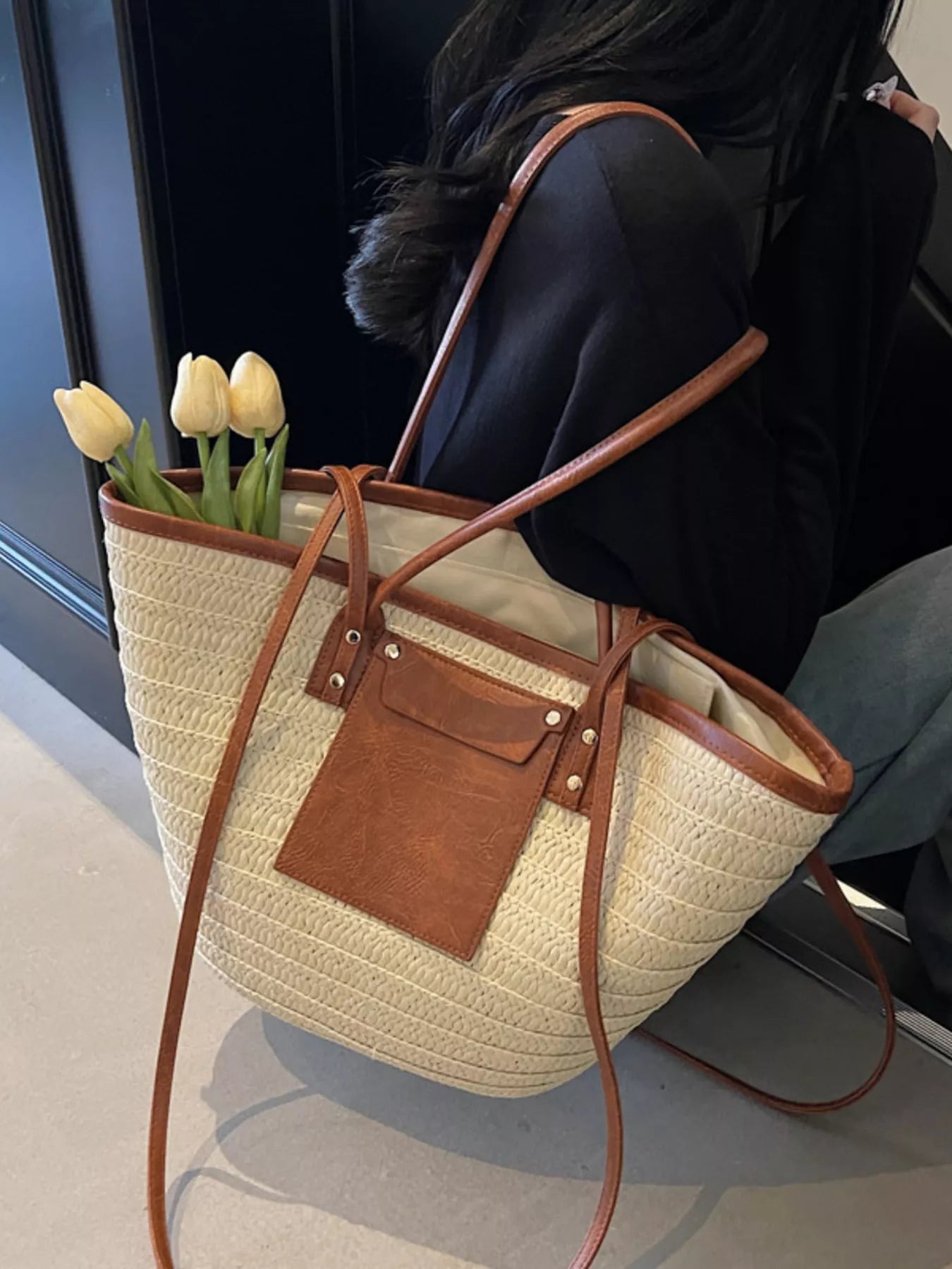 Woven Straw Tote Bag