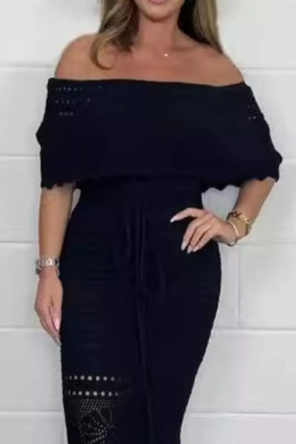 Crochet Off-Shoulder Maxi Dress - Detail View 6