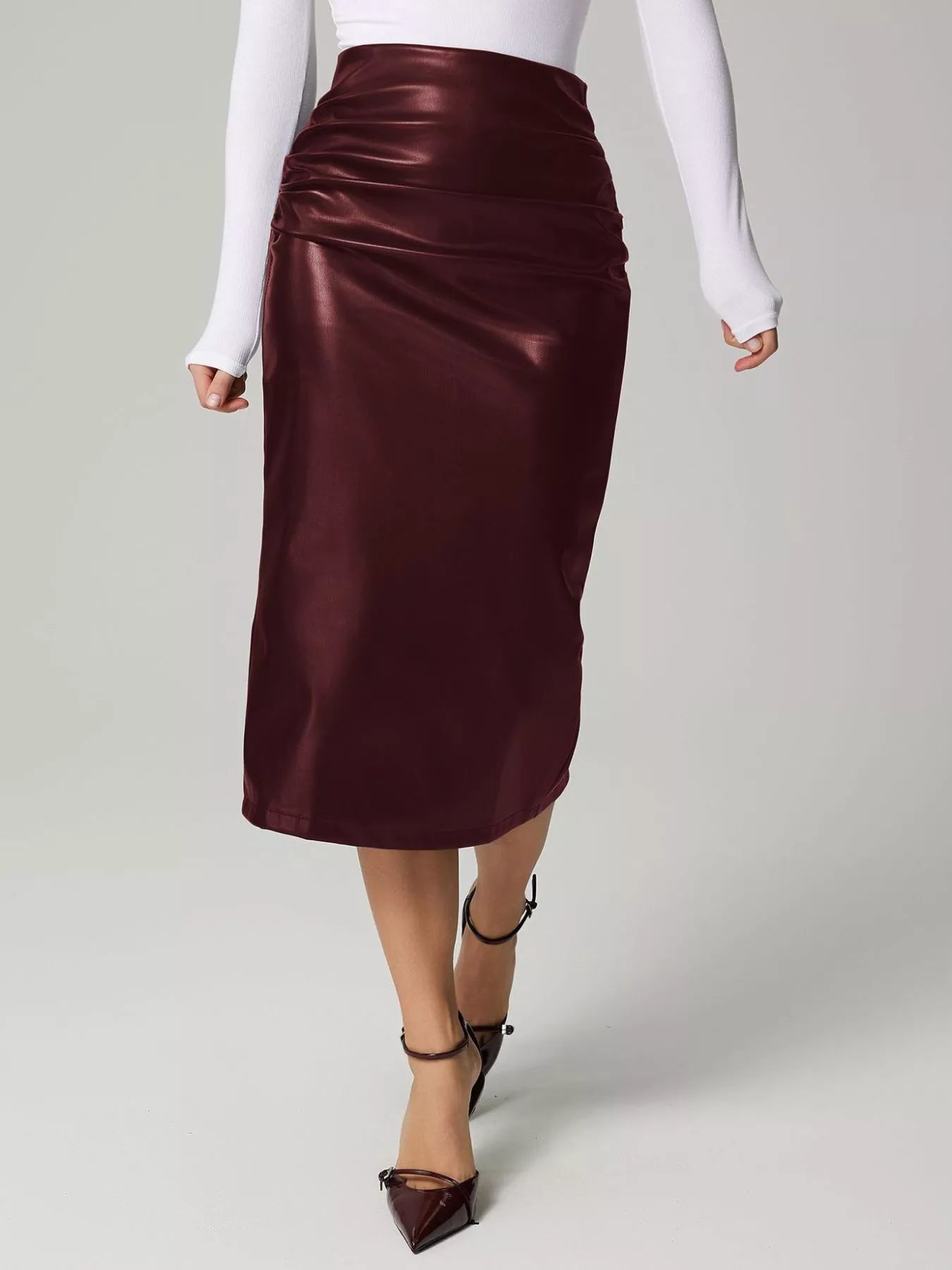 High-waisted Vegan Leather Skirt