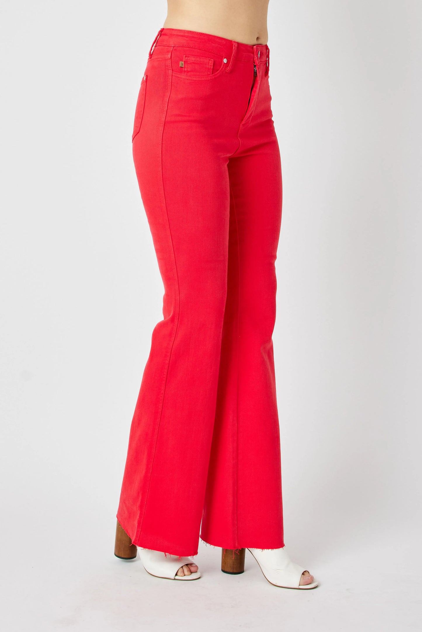 Red Flare Jeans with Tummy Control