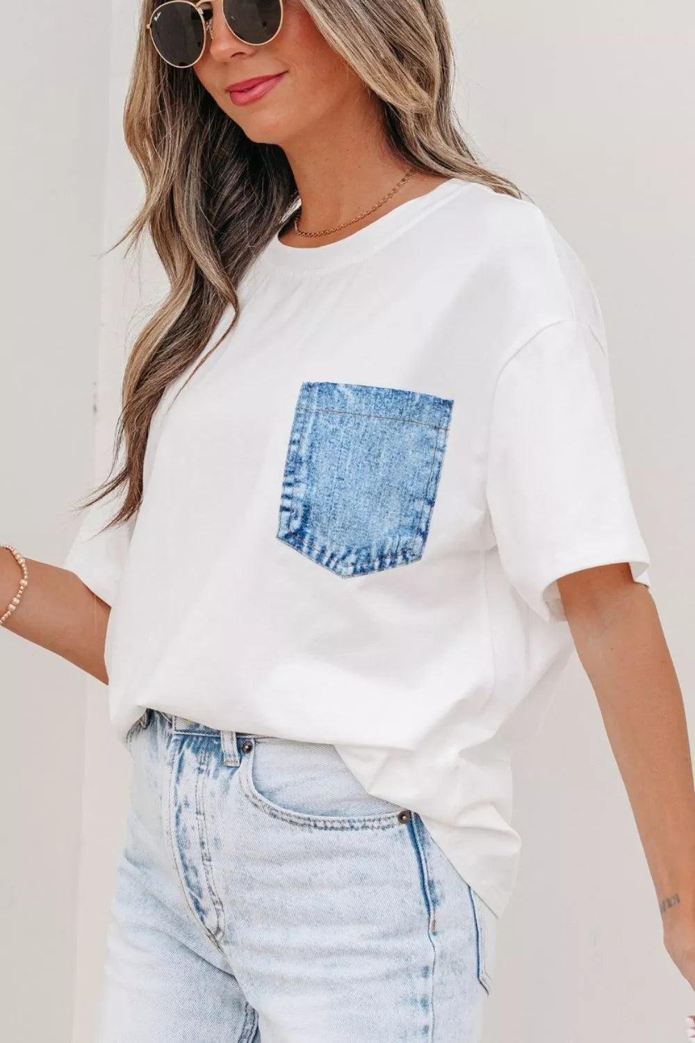 Denim Pocket Patch Oversized T-Shirt