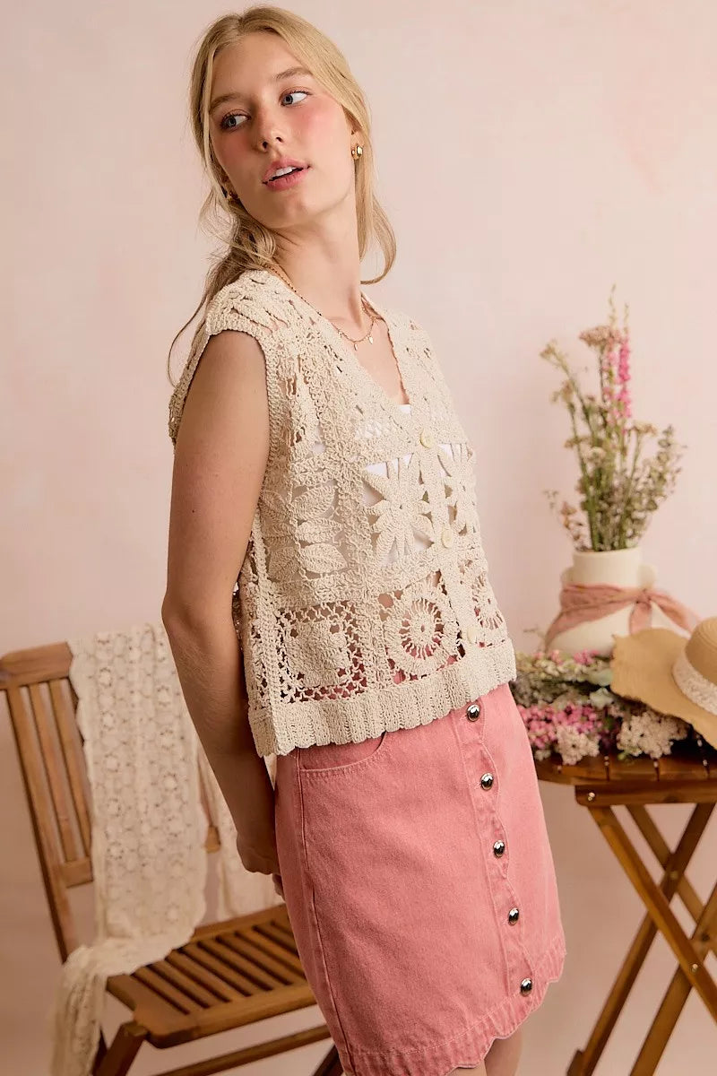 Summer Crochet Sleeveless Vest Top
