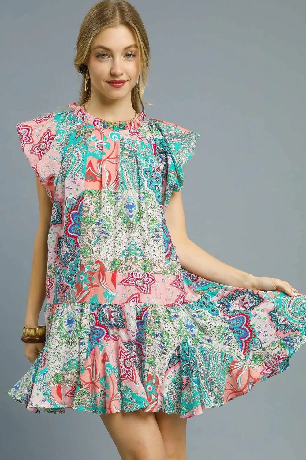 Paisley Print Mini Dress
