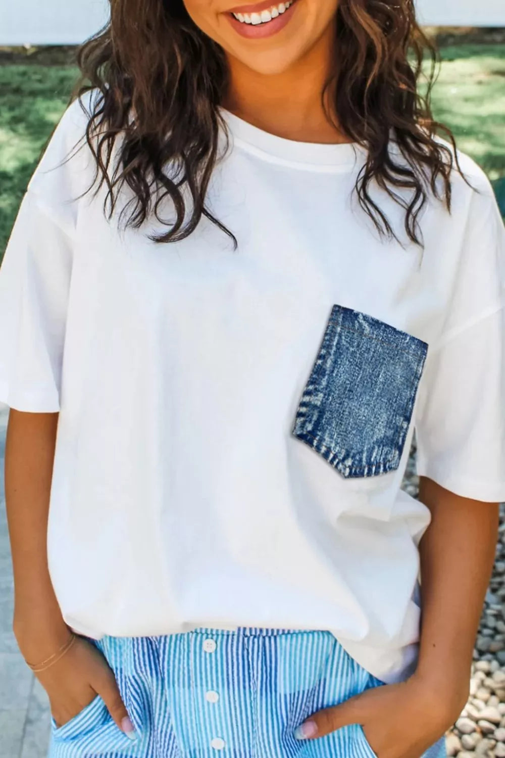 Denim Pocket Patch Oversized T-Shirt