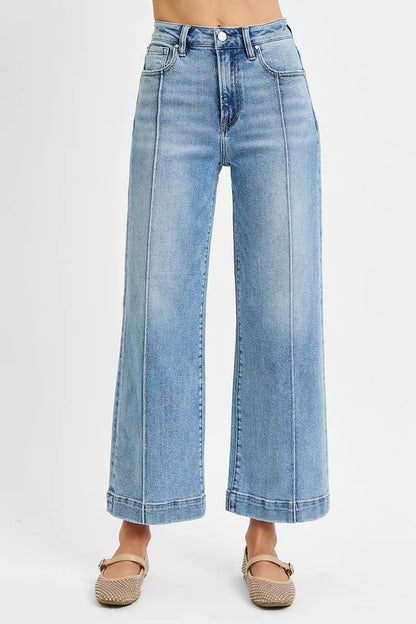 High Rise Crop Wide Leg Jeans - Side View