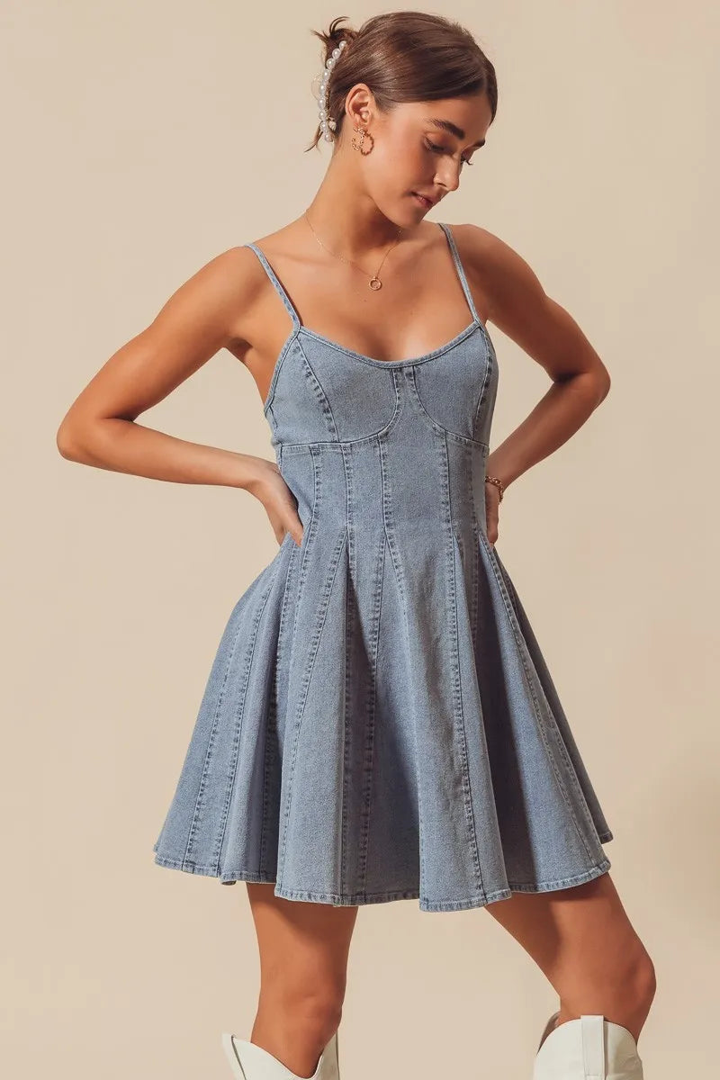 Fit and Flare Denim Mini Dress