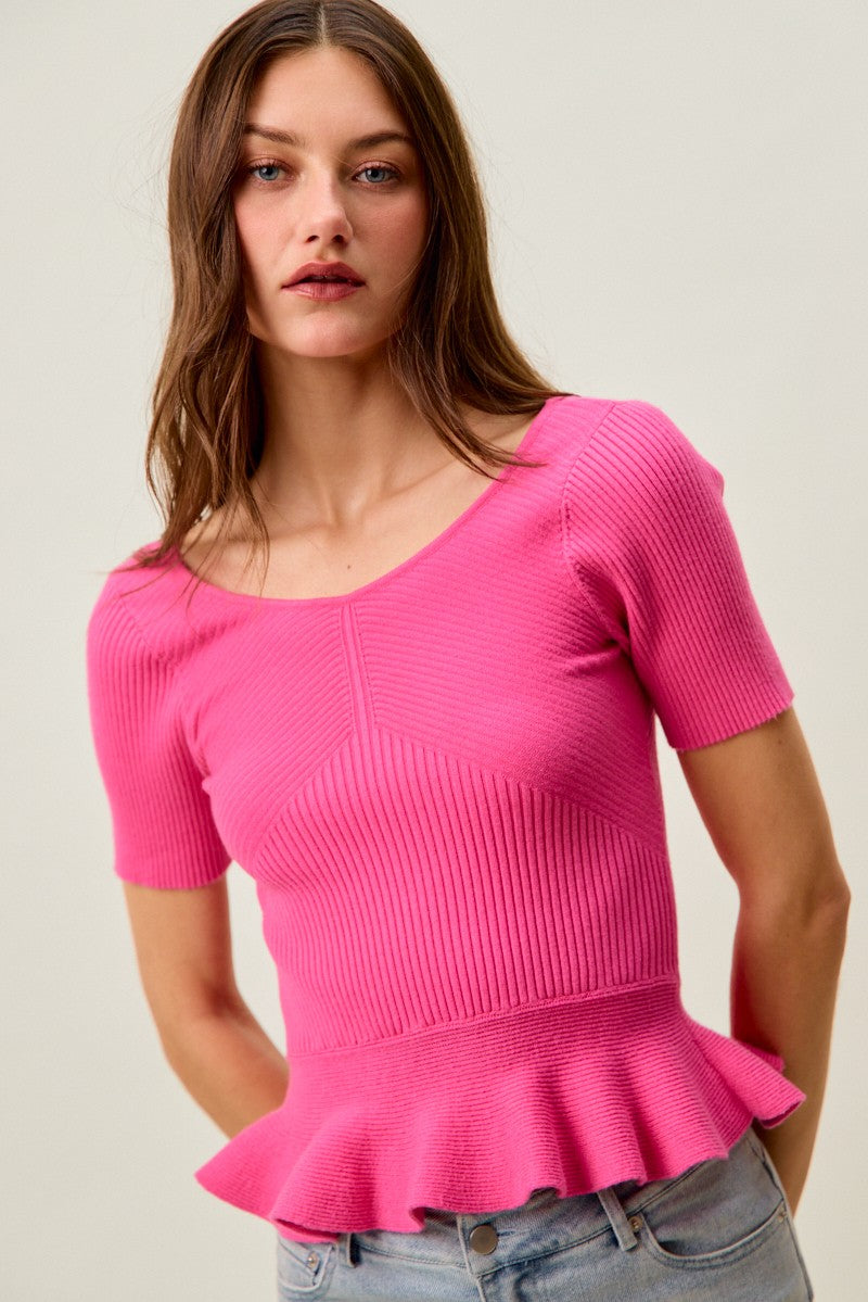 Ribbed Peplum Top