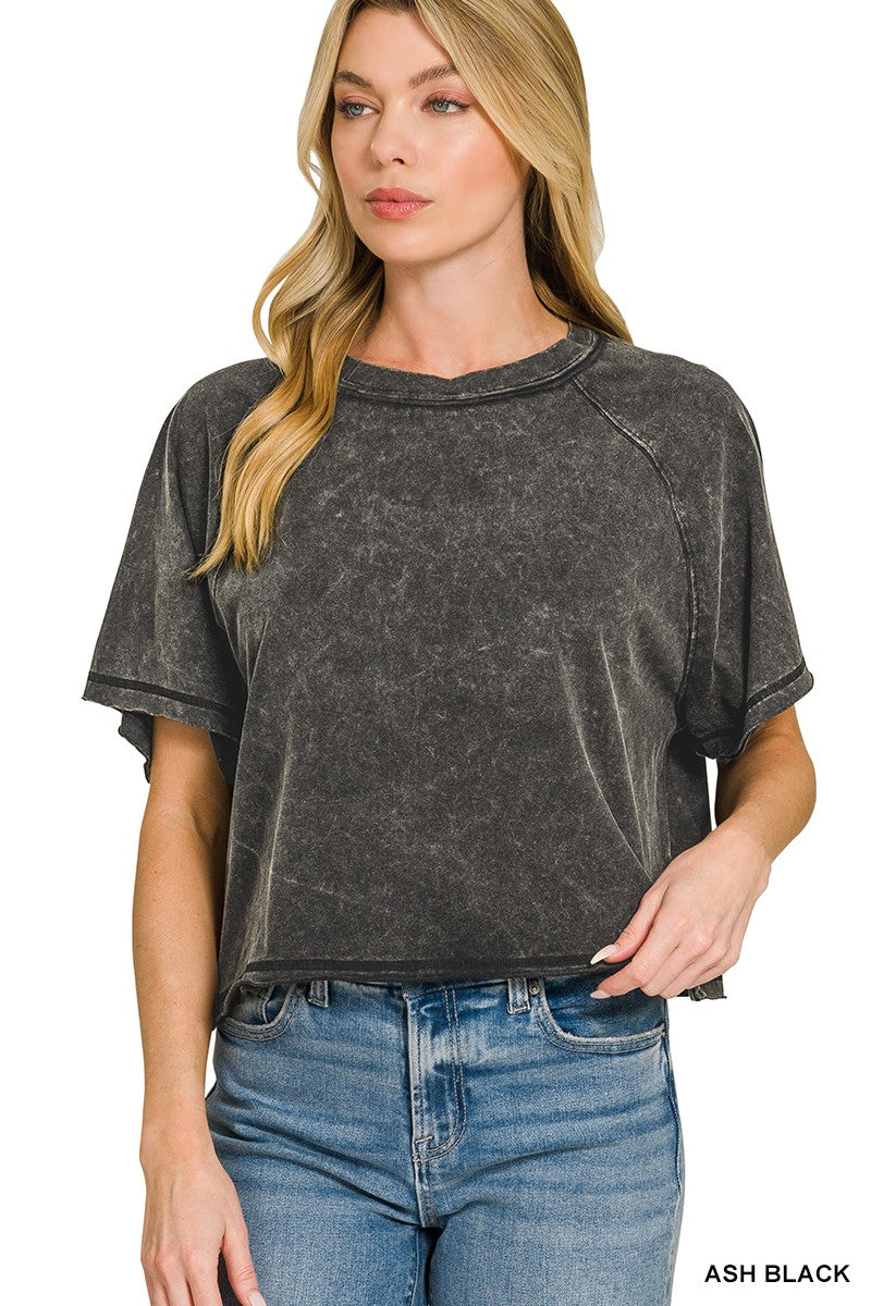 Acid Washed Crop Tee