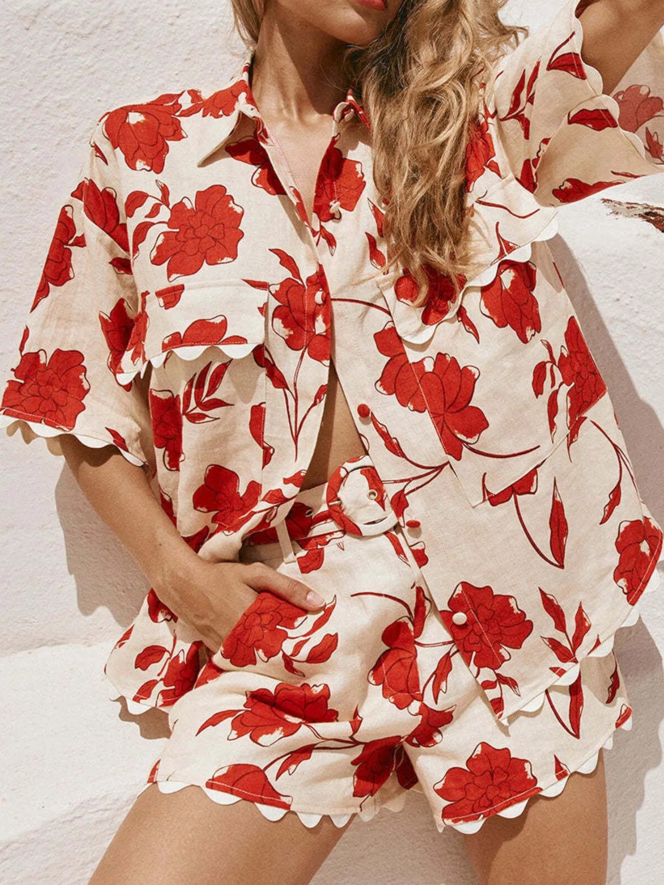 Rosy Print Top and Shorts Set