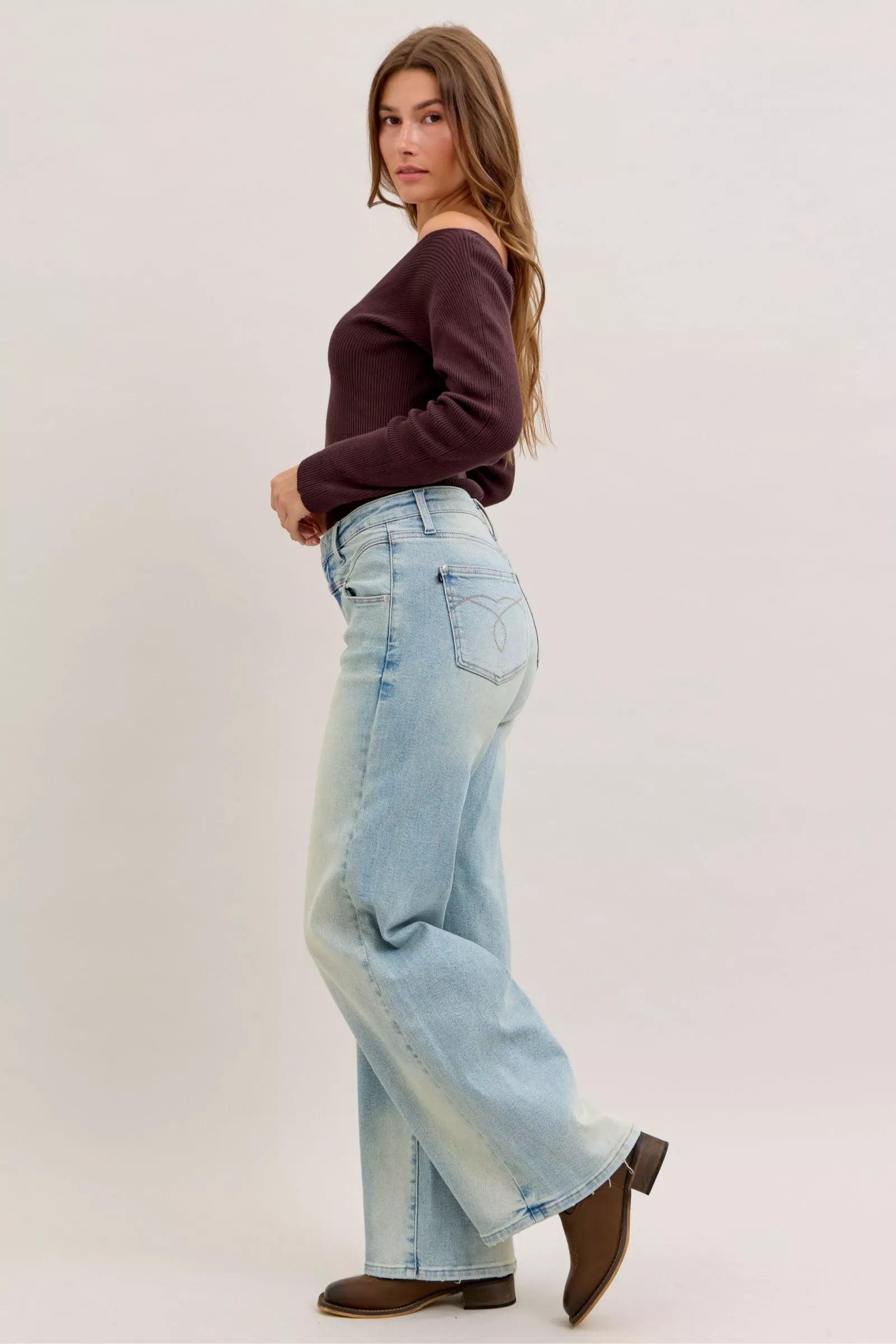 High Waist Column Straight Jeans - Detail View 8