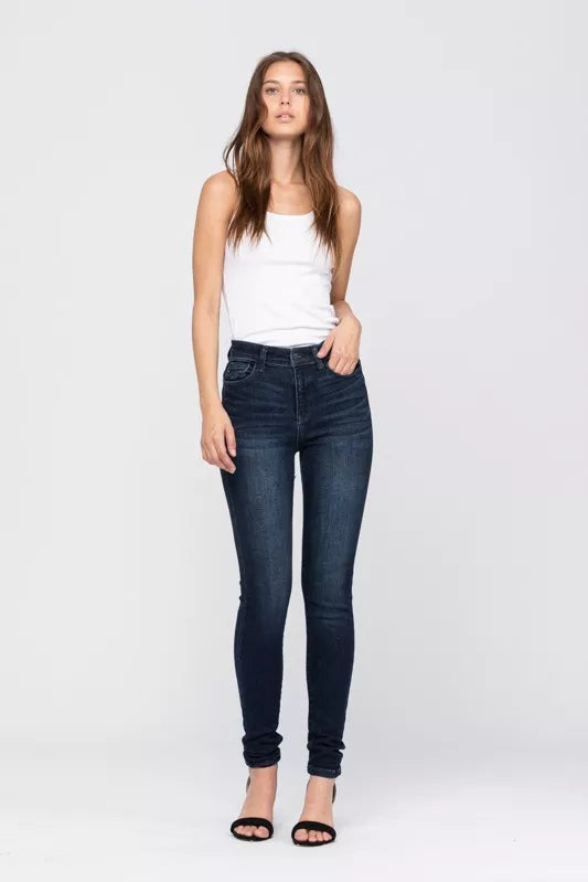 High Waist Dark Washed Skinny Jeans