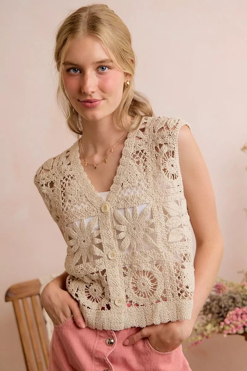 Summer Crochet Sleeveless Vest Top
