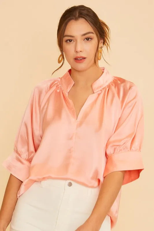 Satin V-Neck Top