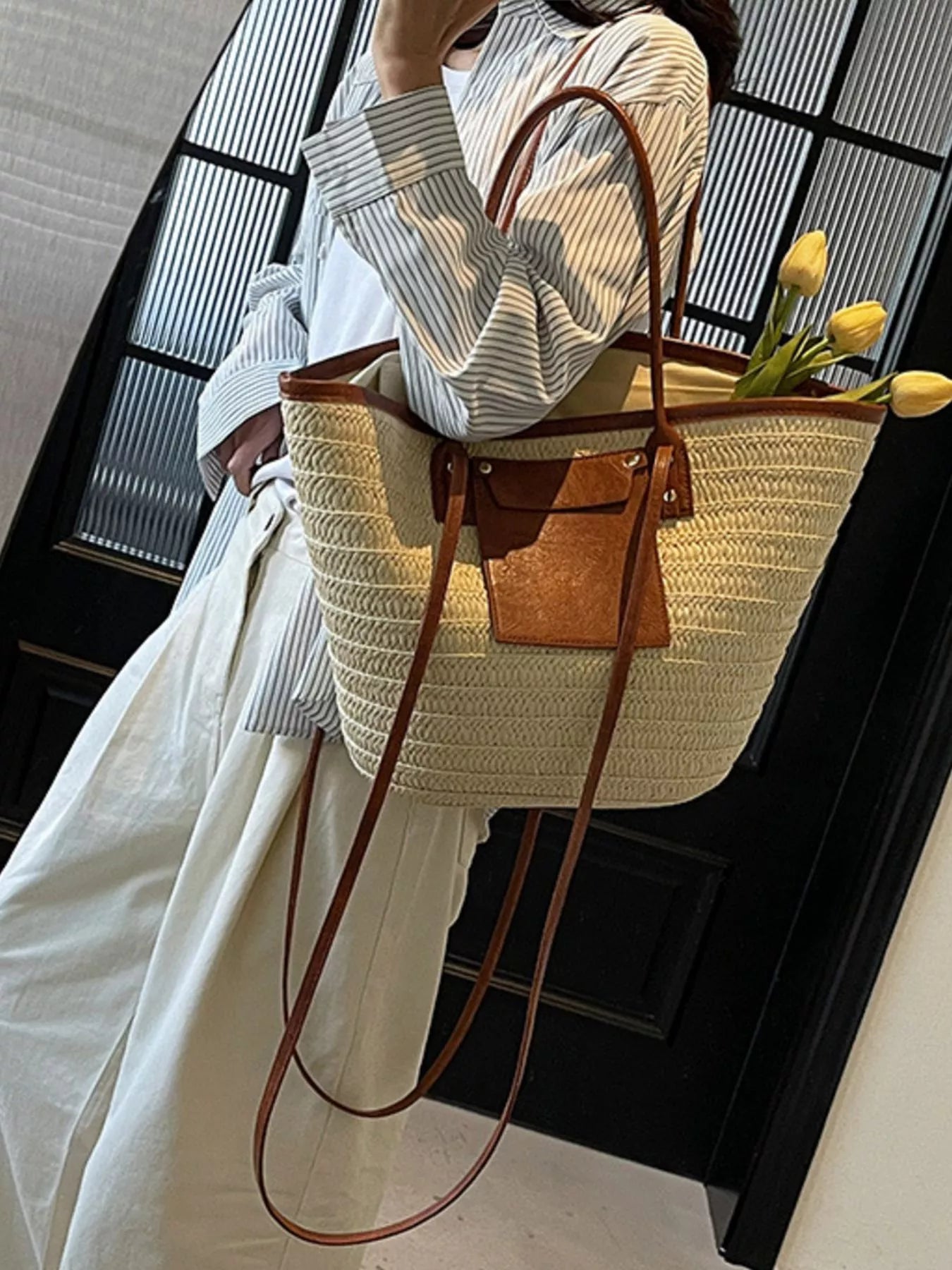 Woven Straw Tote Bag