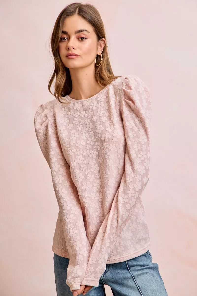 Textured Flower Knit Top - Detail View 8