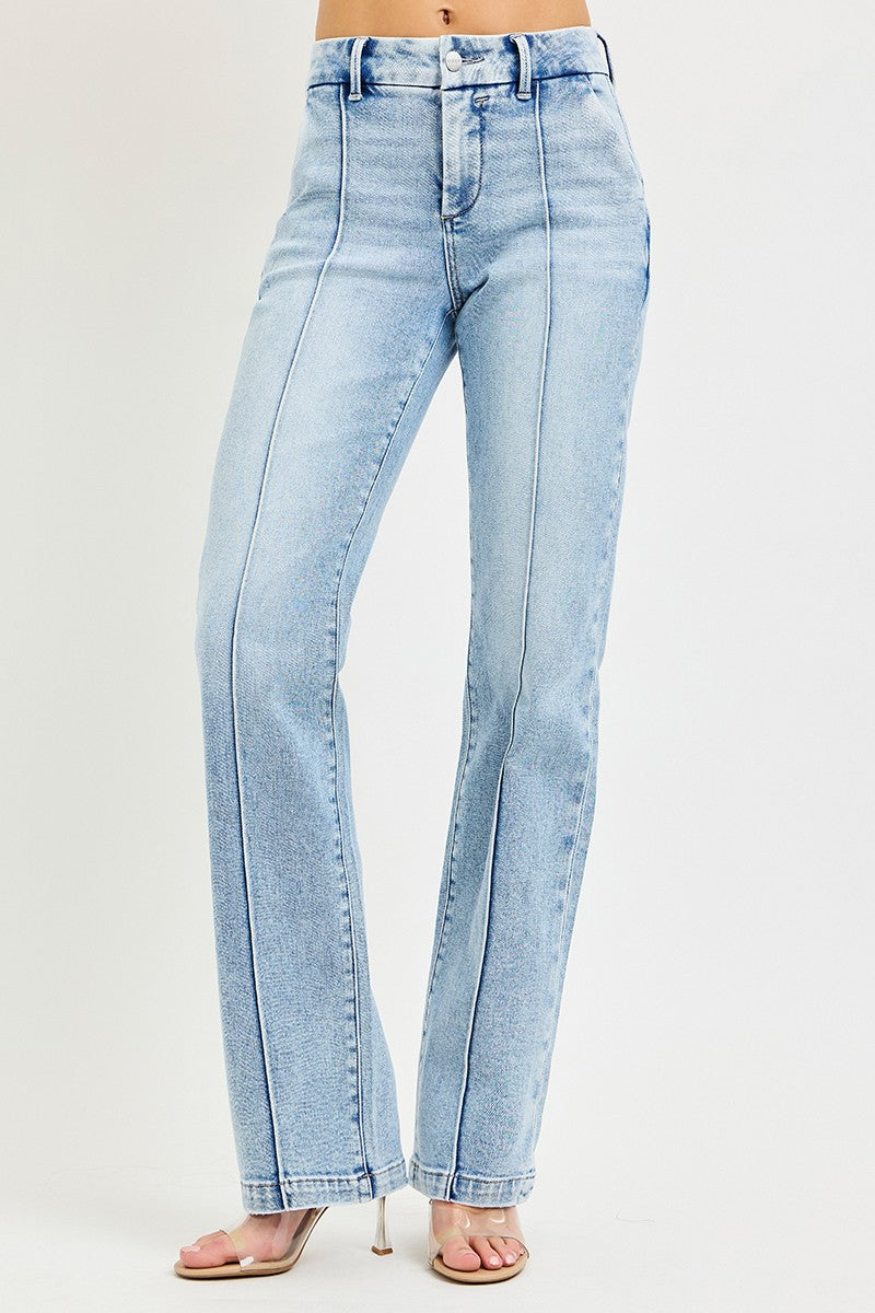 High Rise Pin Tuck Jeans