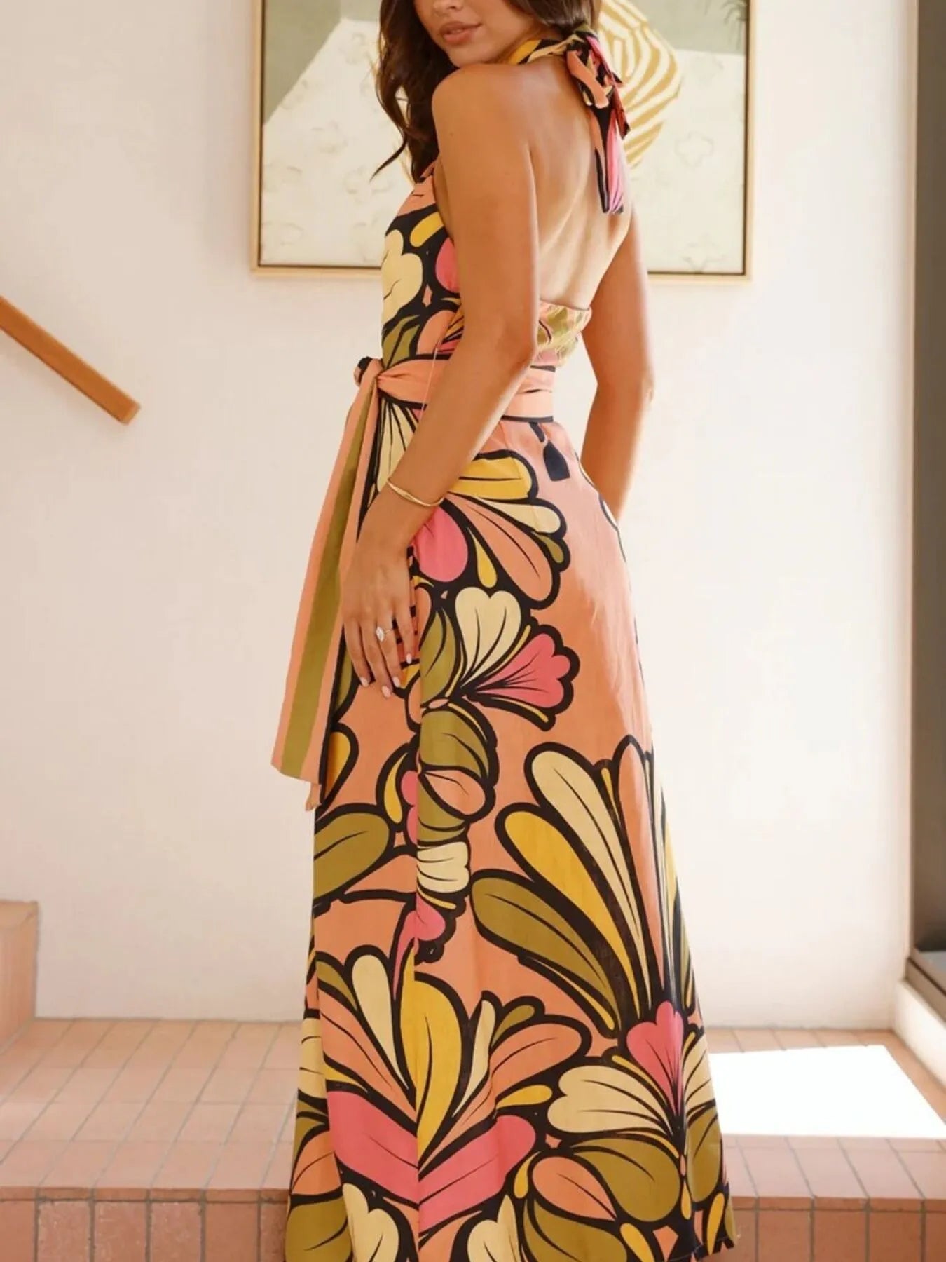 Mod Tropic Printed Halter Neck Maxi Dress