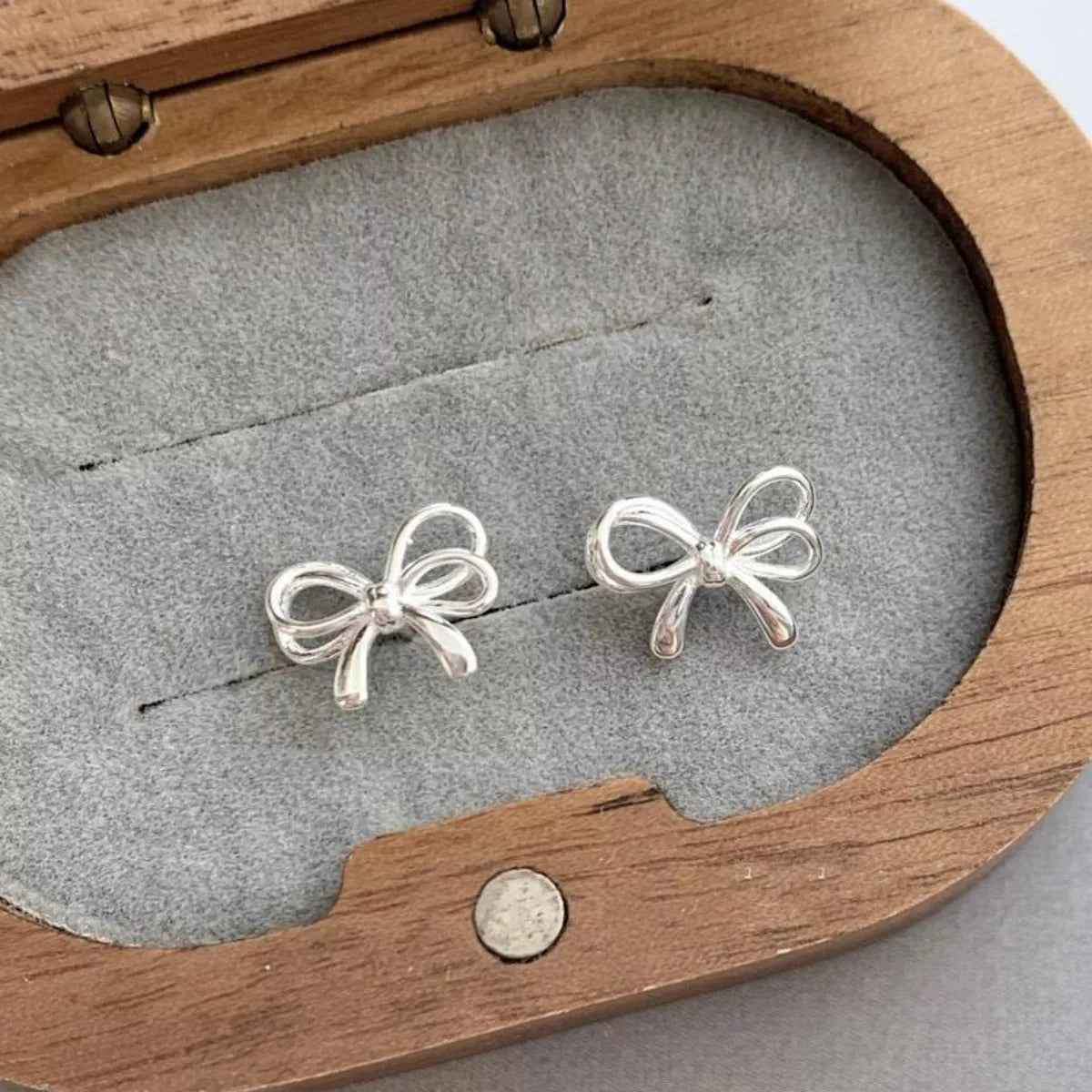 Sterling Silver Bow Earrings - Detail View 4