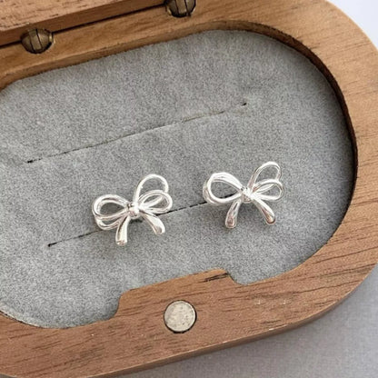 Sterling Silver Bow Earrings - Detail View 4