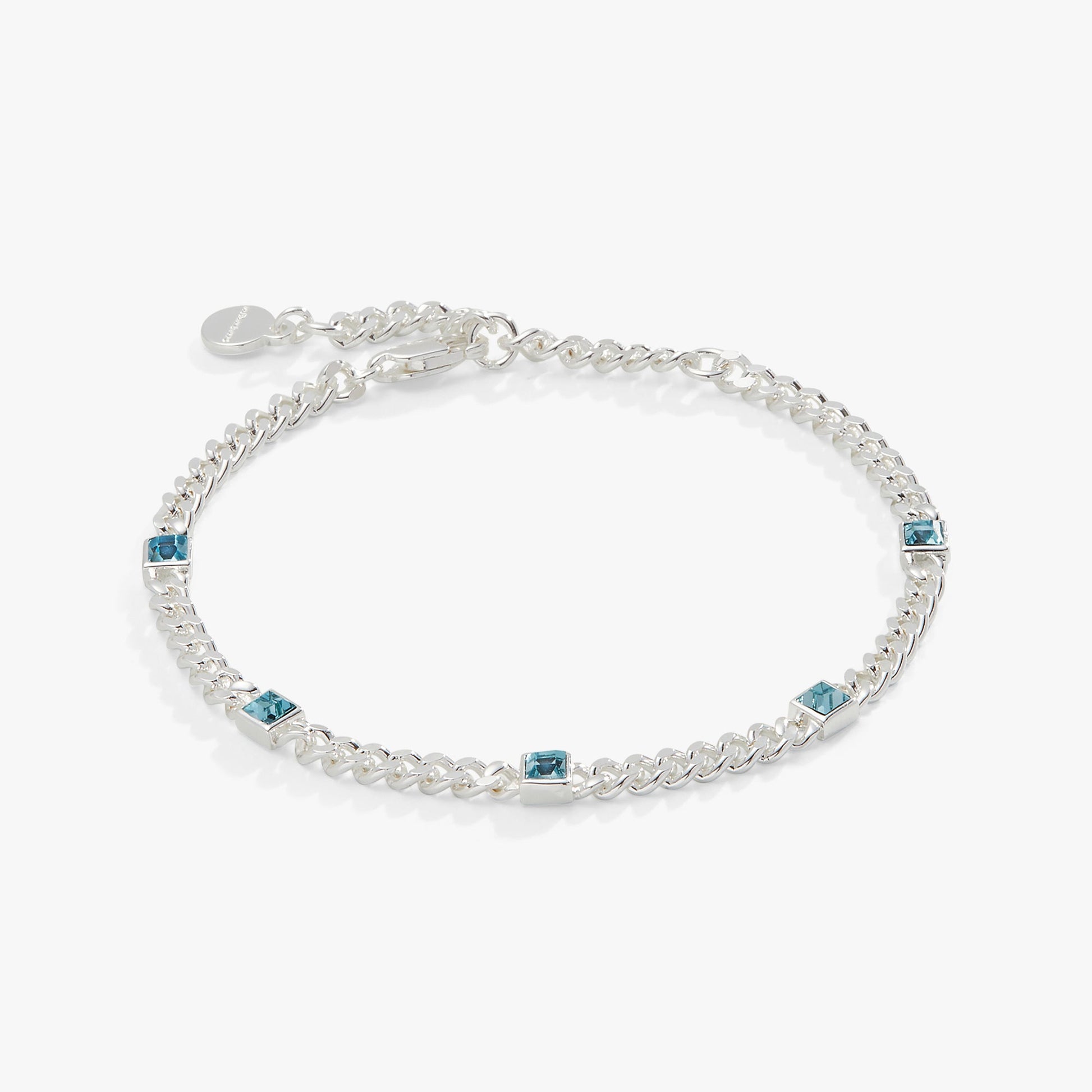 Aquamarine Curb Chain Bracelet - Alex and Ani - Front View