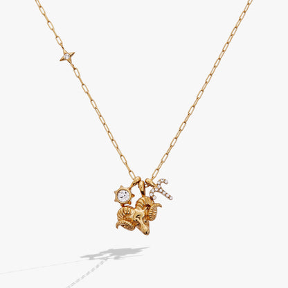Aries Zodiac Charm Cluster Necklace - Alex and Ani - Front View