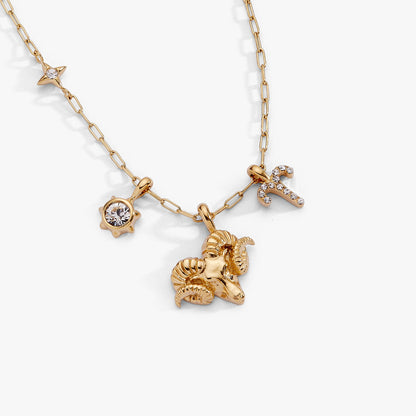 Aries Zodiac Charm Cluster Necklace - Alex and Ani - Side View