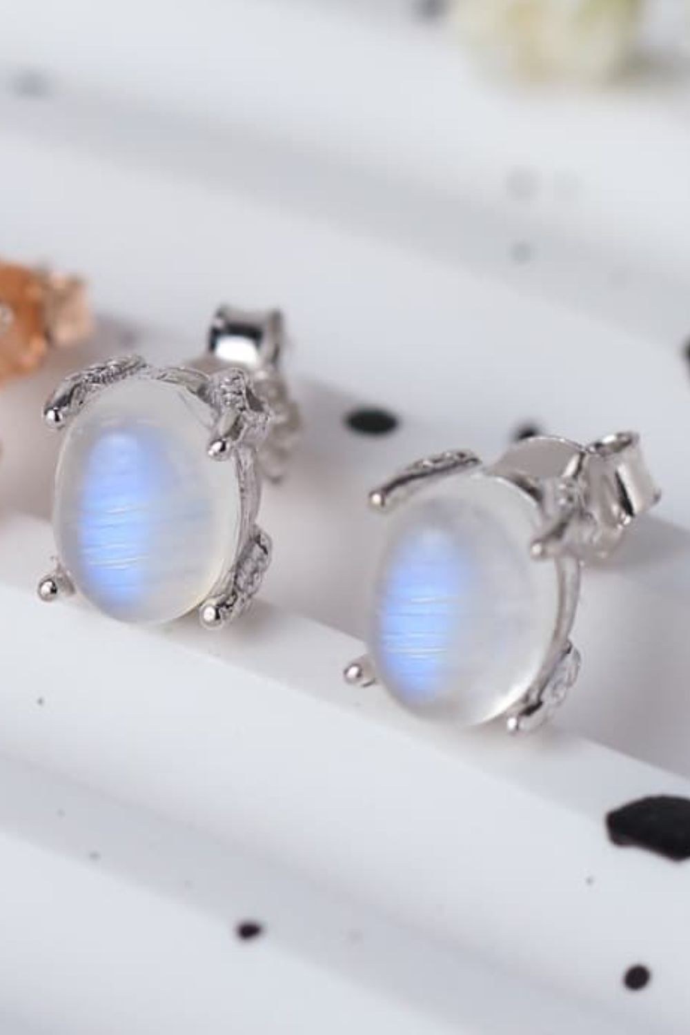 Natural Moonstone Stud Earrings