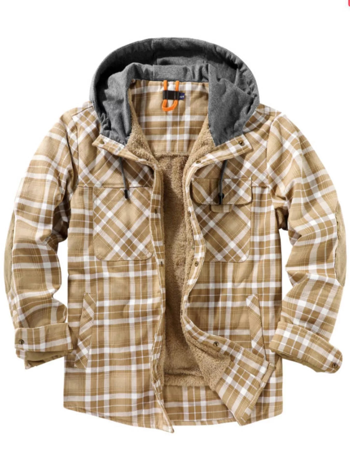 Men's Plaid Flannel Hooded Jacket