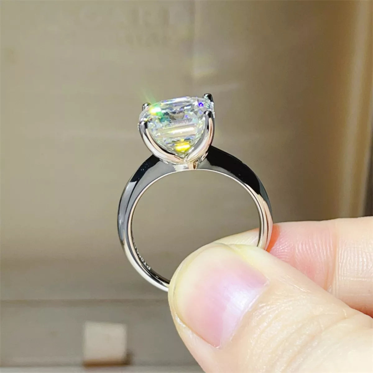 5 Carat Moissanite Asscher-Cut Solitaire Ring