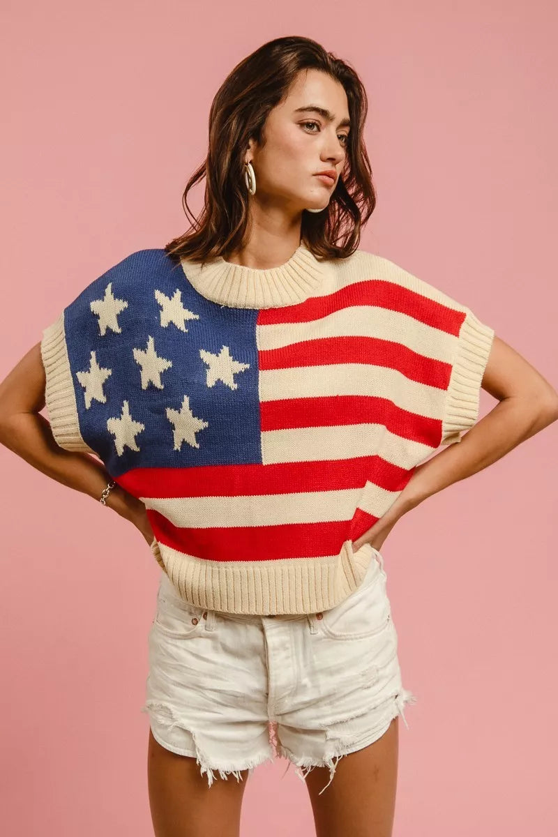 American Flag Sleeveless Sweater