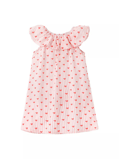 Sweetheart Stripe Ruffle Dress - Back View