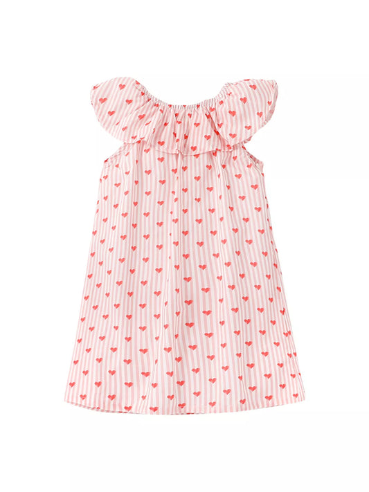 Sweetheart Stripe Ruffle Dress - Back View