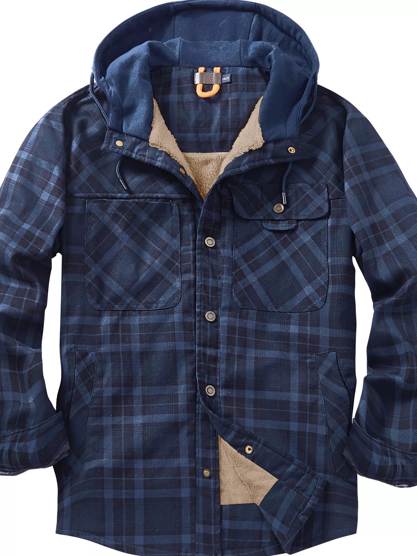 Men's Plaid Flannel Hooded Jacket