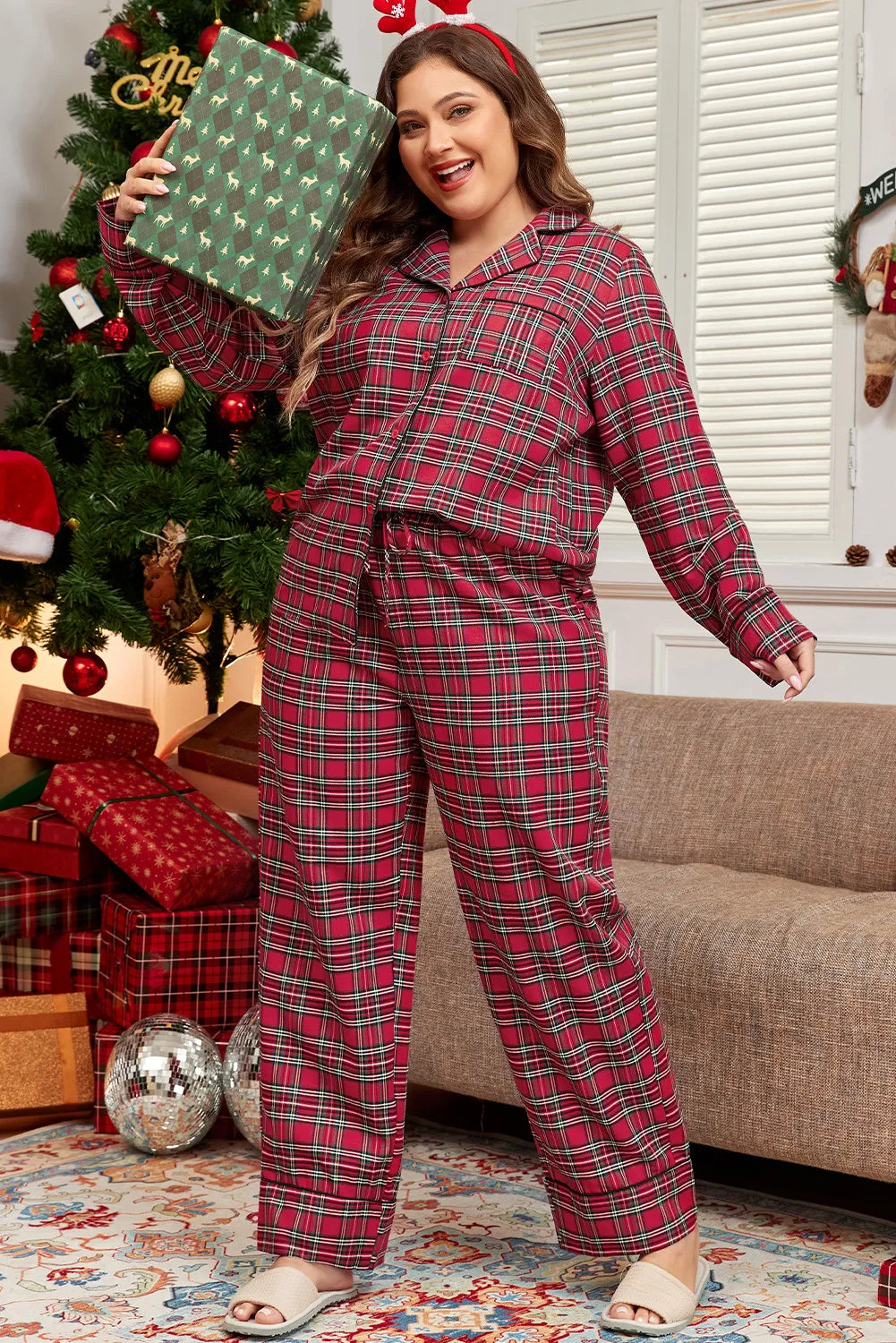 Festive Plaid Pajama Set