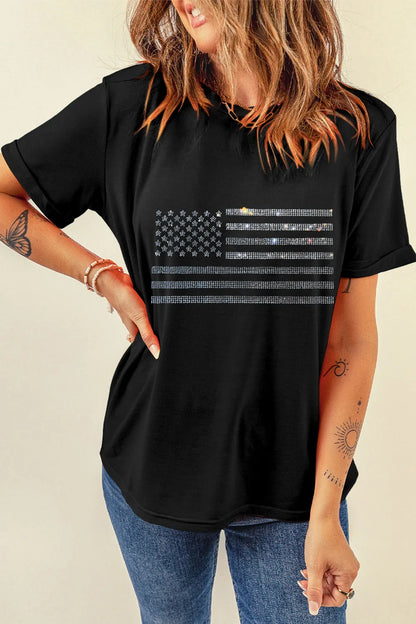 Women's Rhinestone Flag Tee - Back View