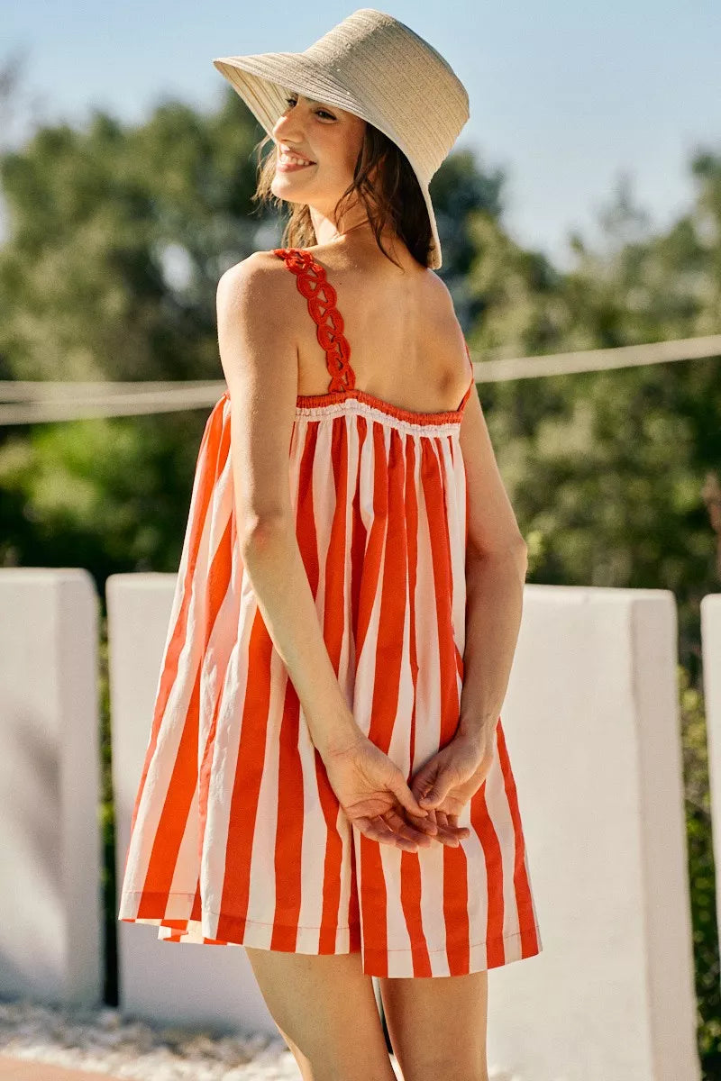 Striped Babydoll Mini Dress