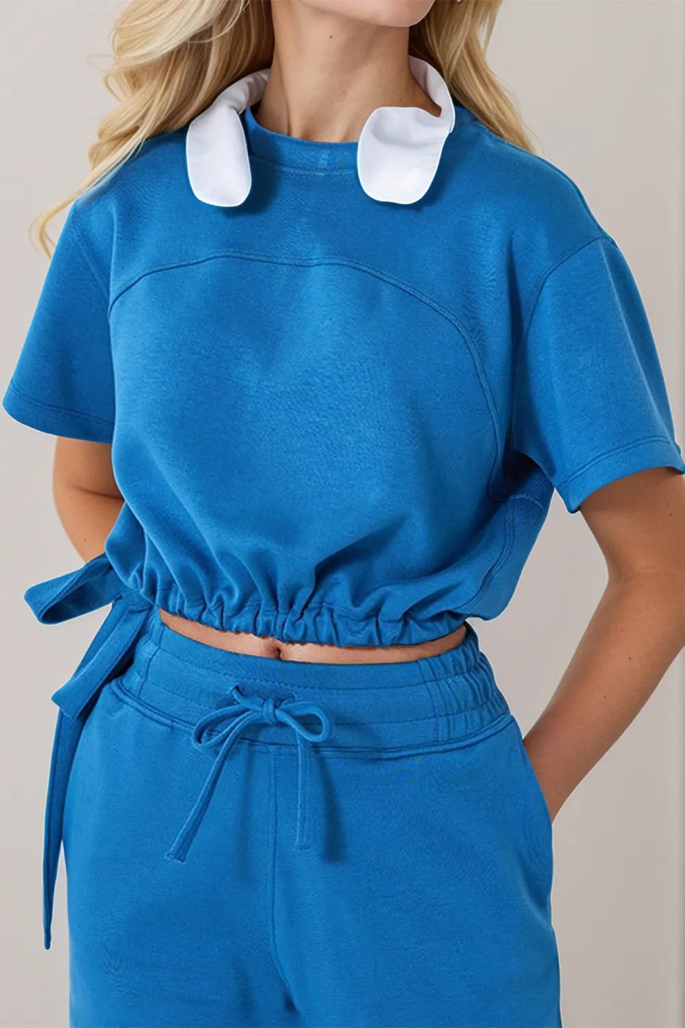 Drawstring Hem Crop Athleisure Top