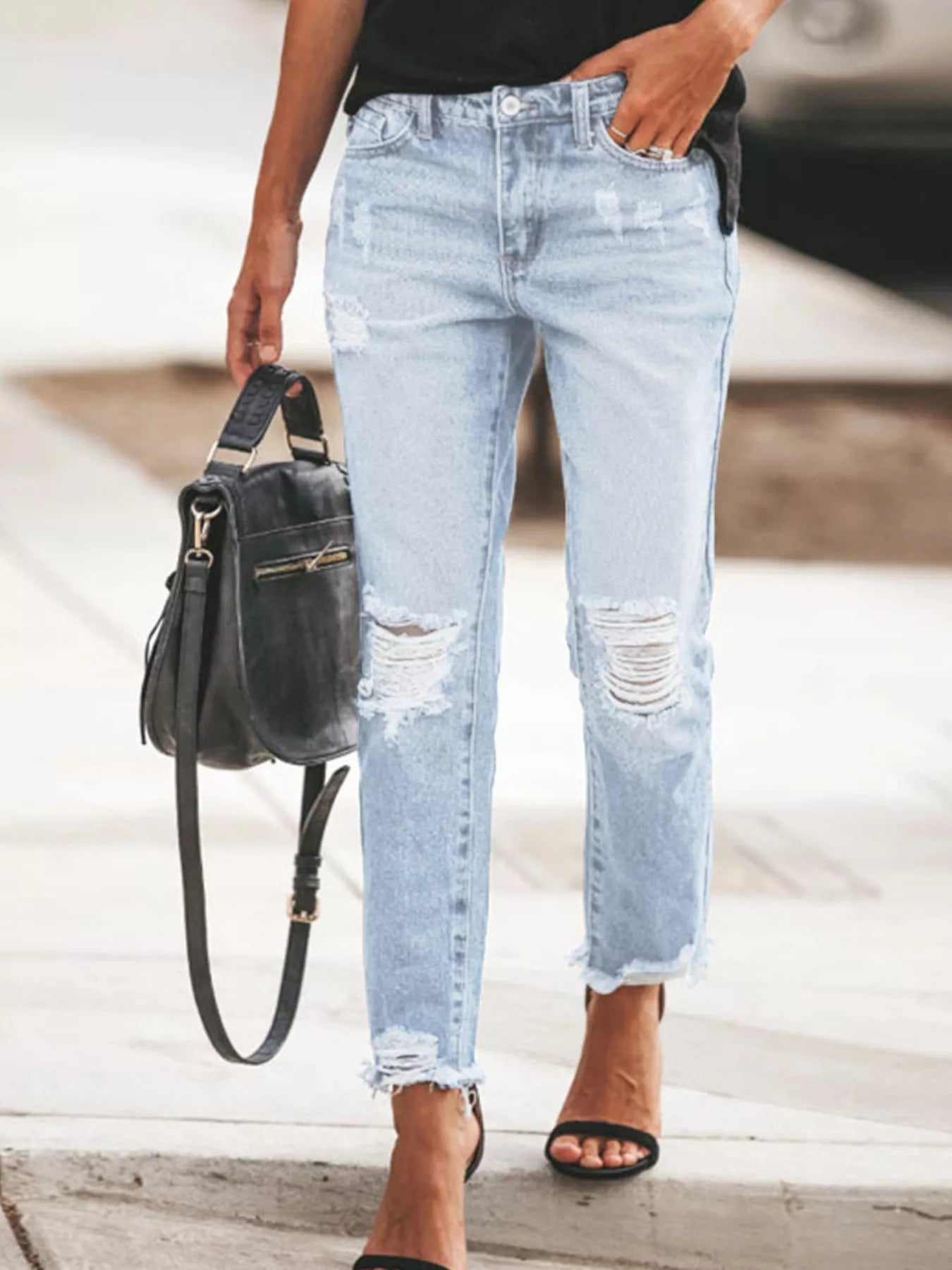 Distressed Wash Jeans