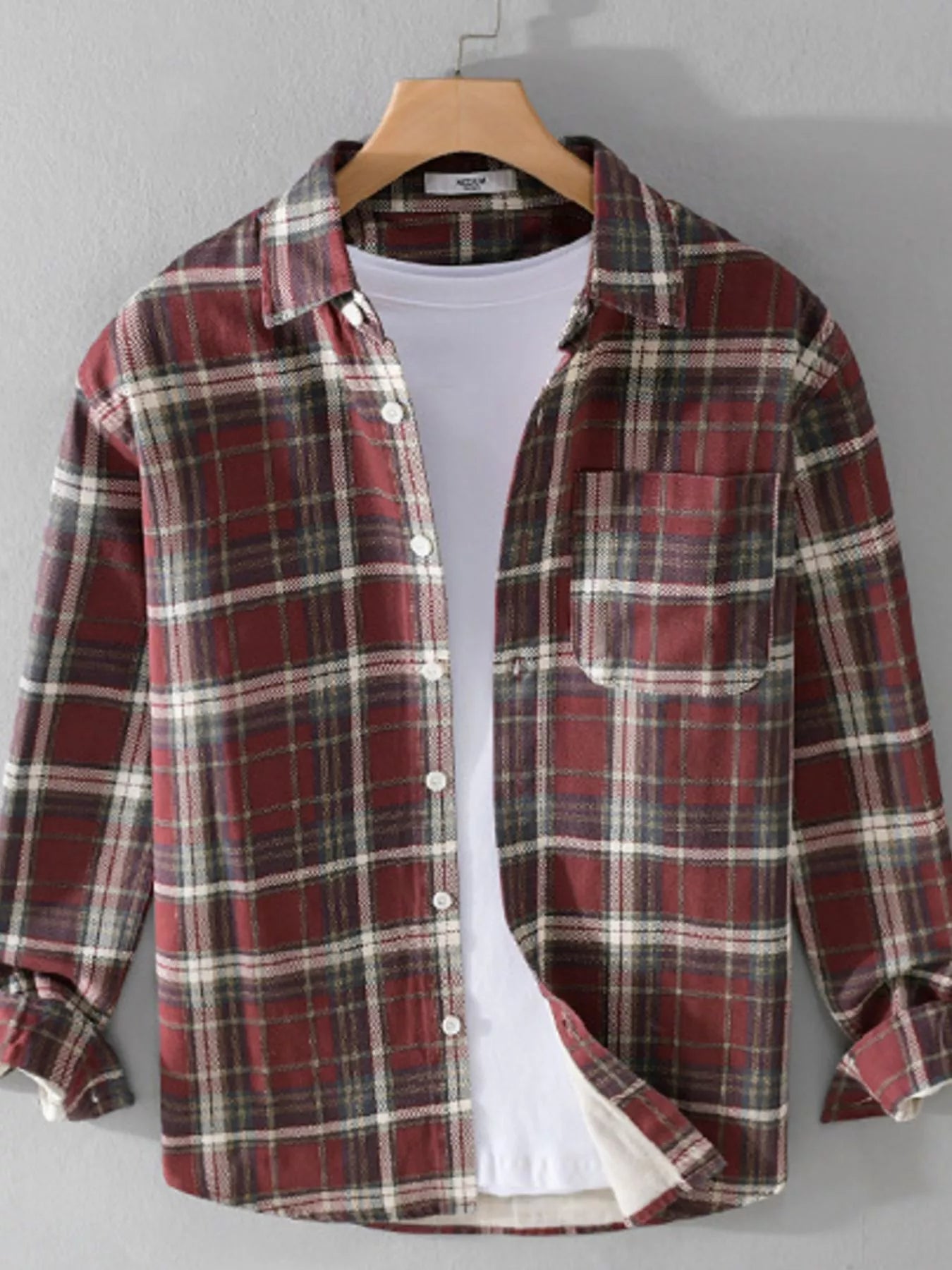 Men's Plaid Button Up Long Sleeve Shirt