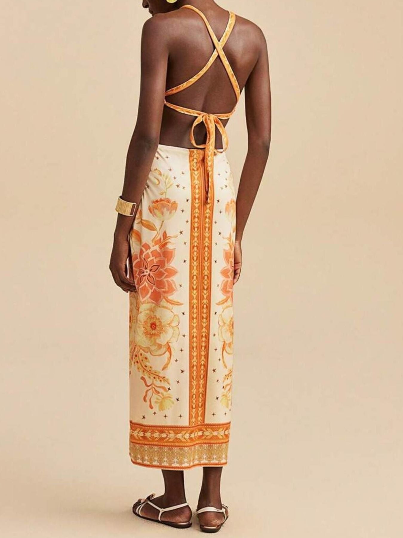 Floral Open Back Maxi Dress
