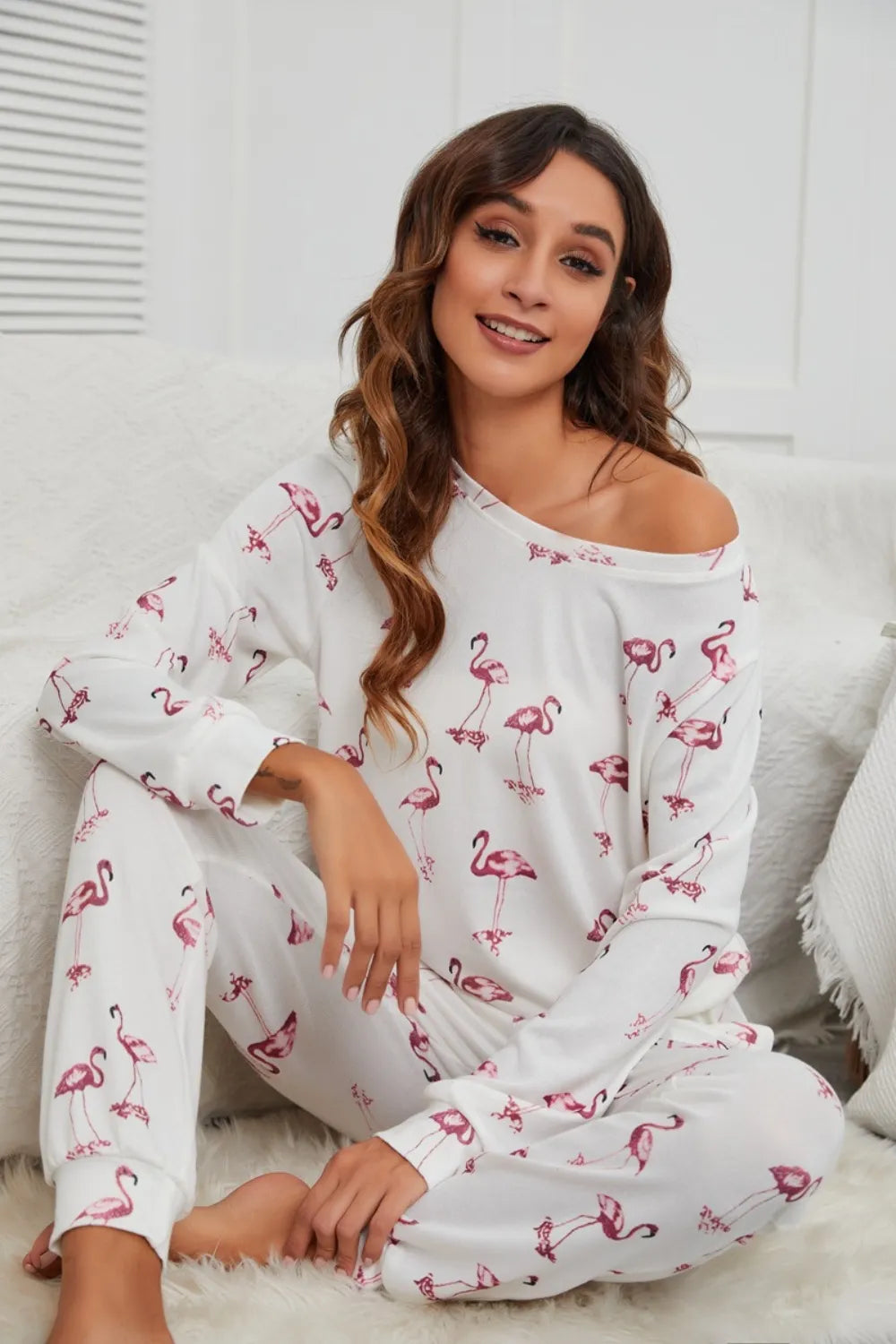 Flamingo Print Pajama Set