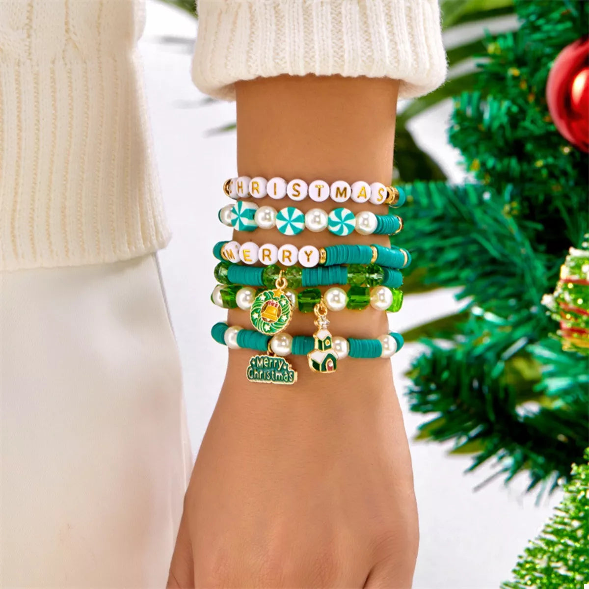 Christmas Beaded Bracelet Set