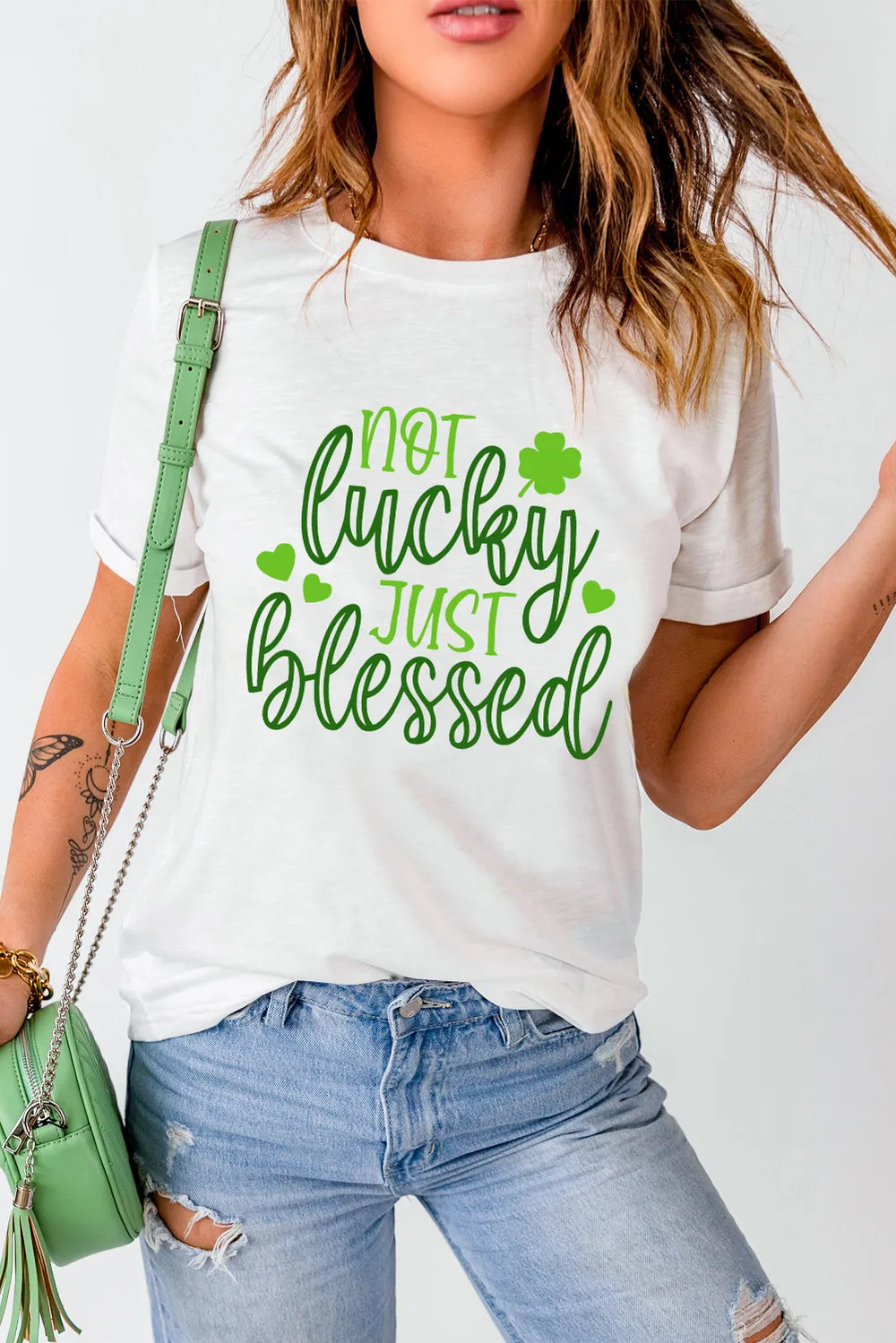 NOT LUCKY JUST BLESSED Graphic T-Shirt