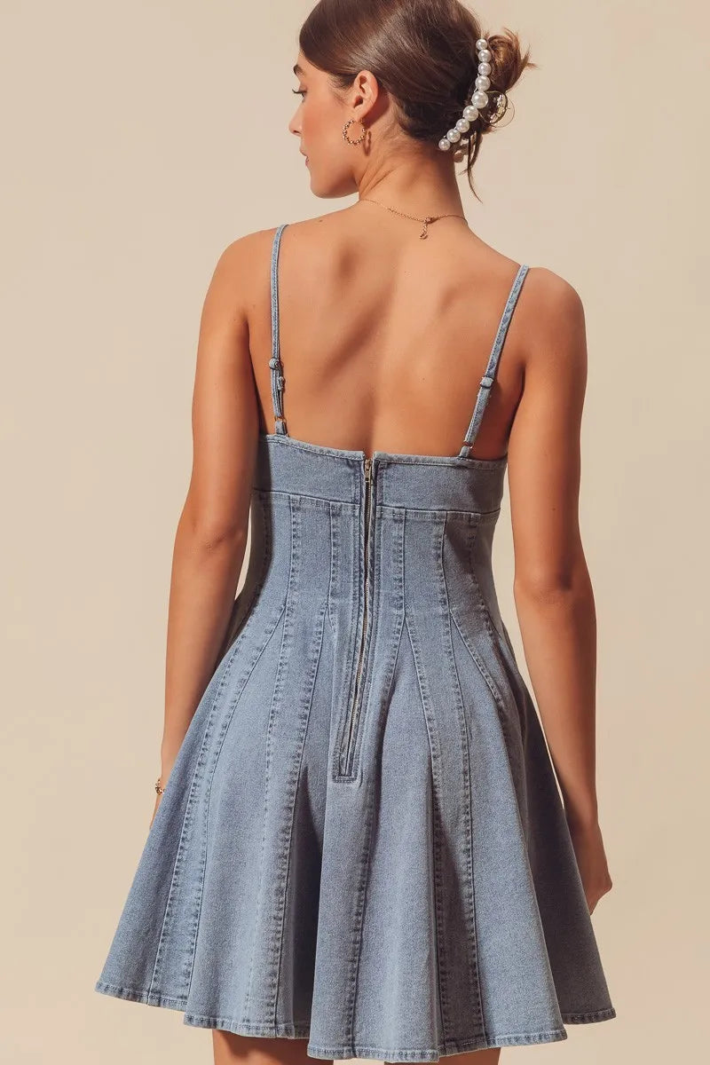Fit and Flare Denim Mini Dress