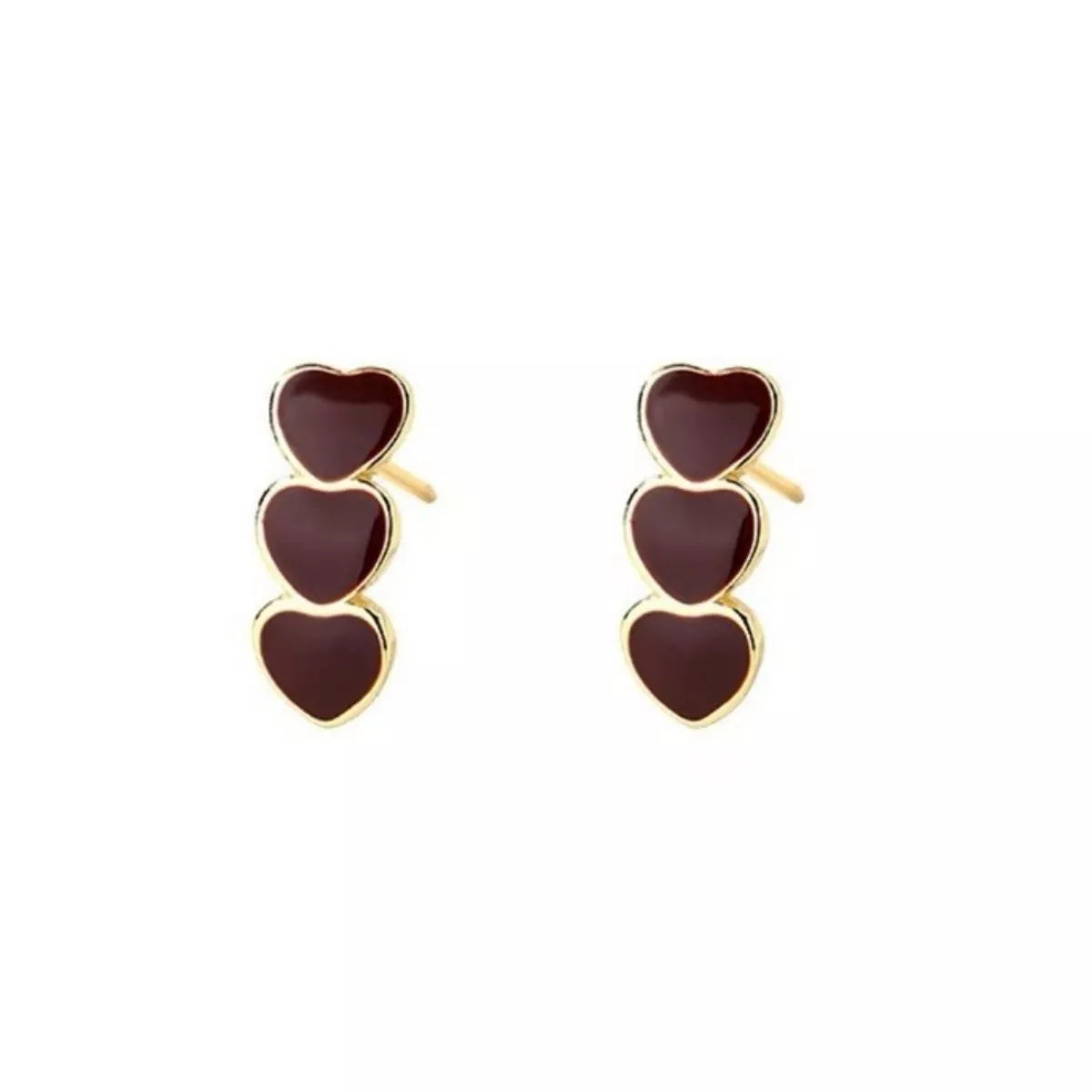 Triple Heart Stud Earrings - Detail View 5