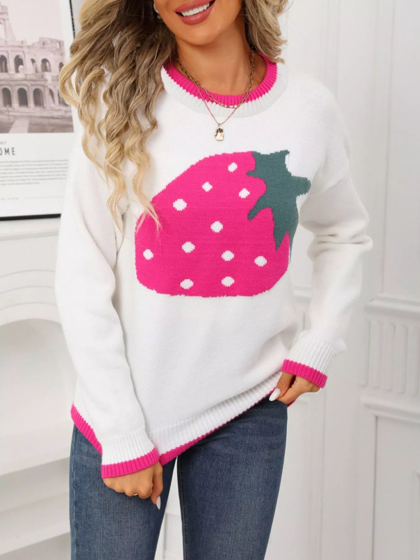 Strawberry Crew Neck Sweater - Detail View 12