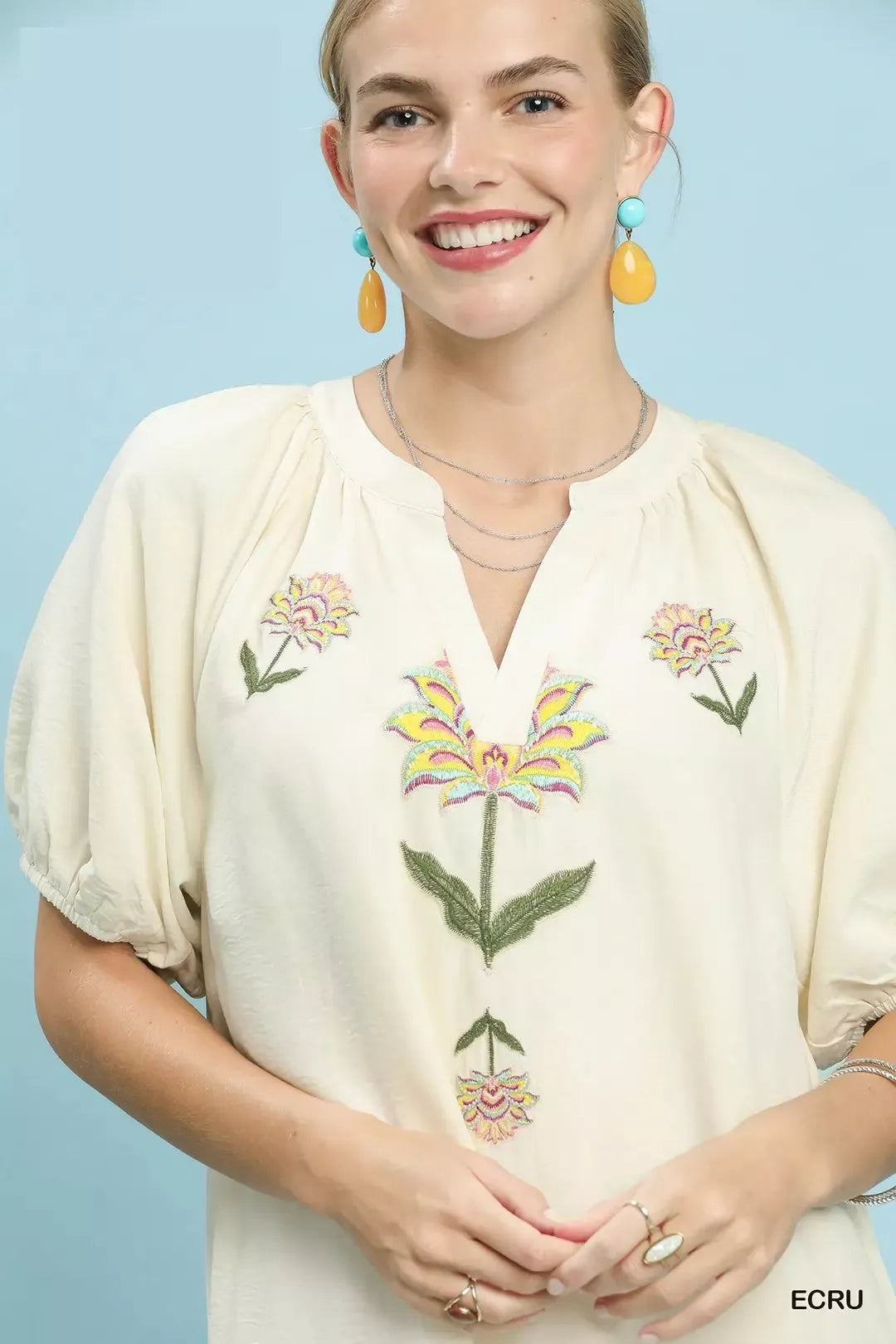 Embroidered Floral Babydoll Dress