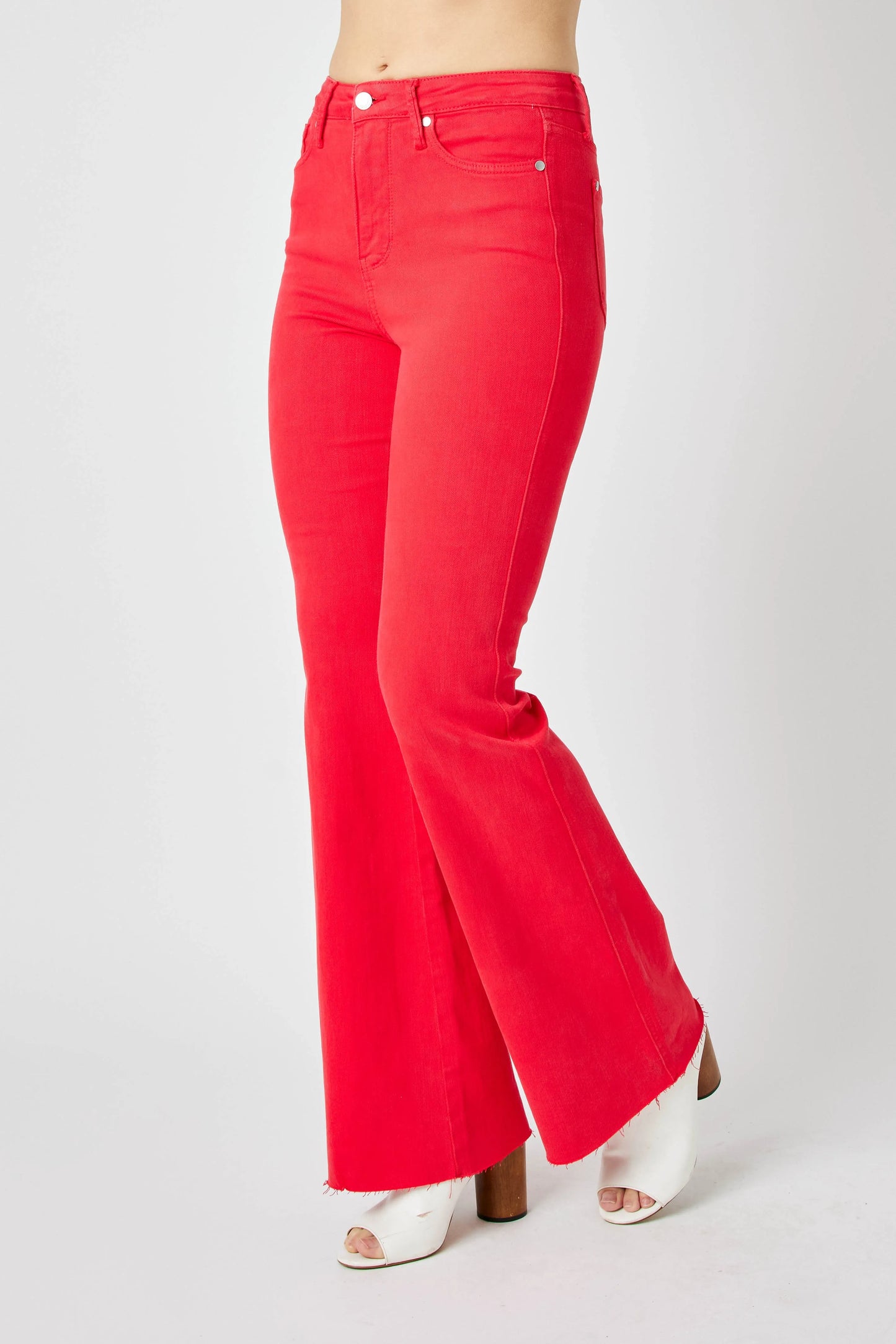 Red Flare Jeans with Tummy Control